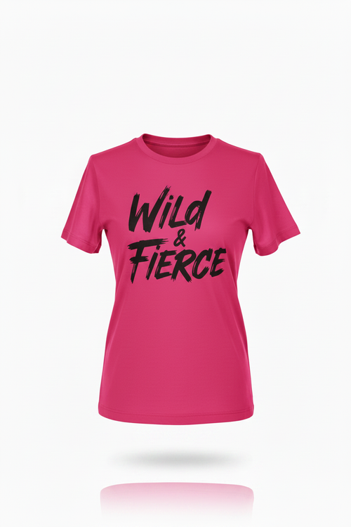 Wild & Fierce hot pink ghost mannequin t-shirt
