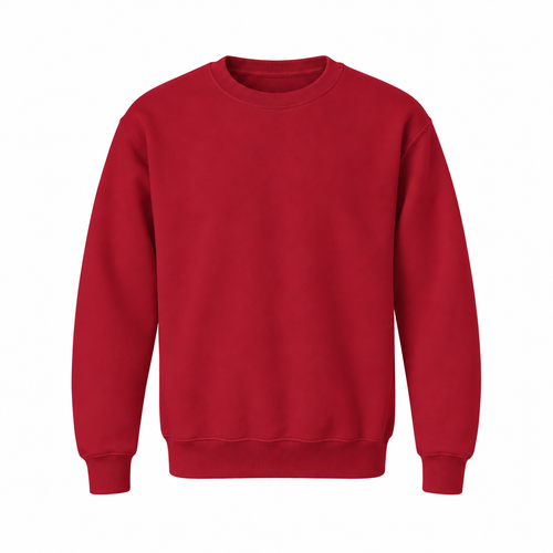 Blank red #A7192D Asbury Elementary Jerzee-style crewneck sweatshirt with smooth sleeves