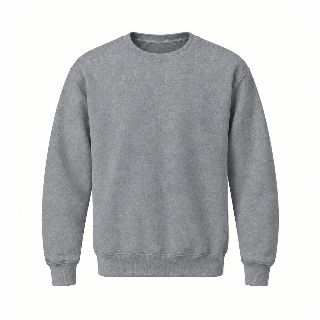 Blank gray Asbury Elementary Jerzee-style crewneck sweatshirt with smooth sleeves