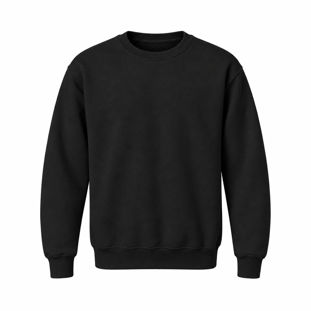 Blank black Asbury Elementary Jerzee-style crewneck sweatshirt with smooth sleeves