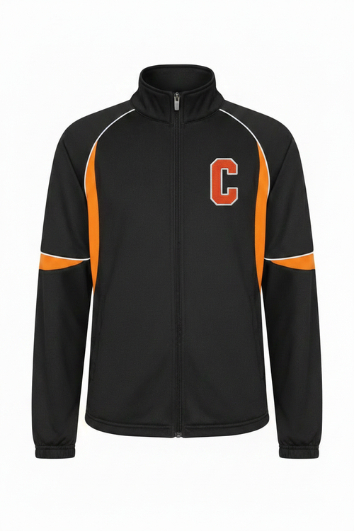 Corry Tumbling Tigers Team Jacket - Black with Orange Panels and C Logo