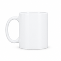 Blank white 15 oz Asbury Elementary ceramic mug, front view with handle on left