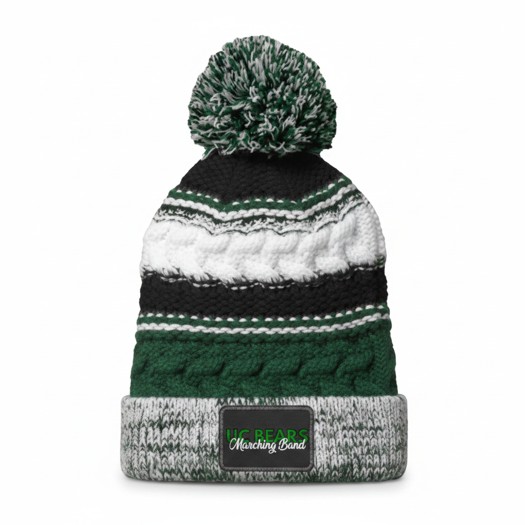 UC Marching Band Pom Pom Beanie - Green Black White